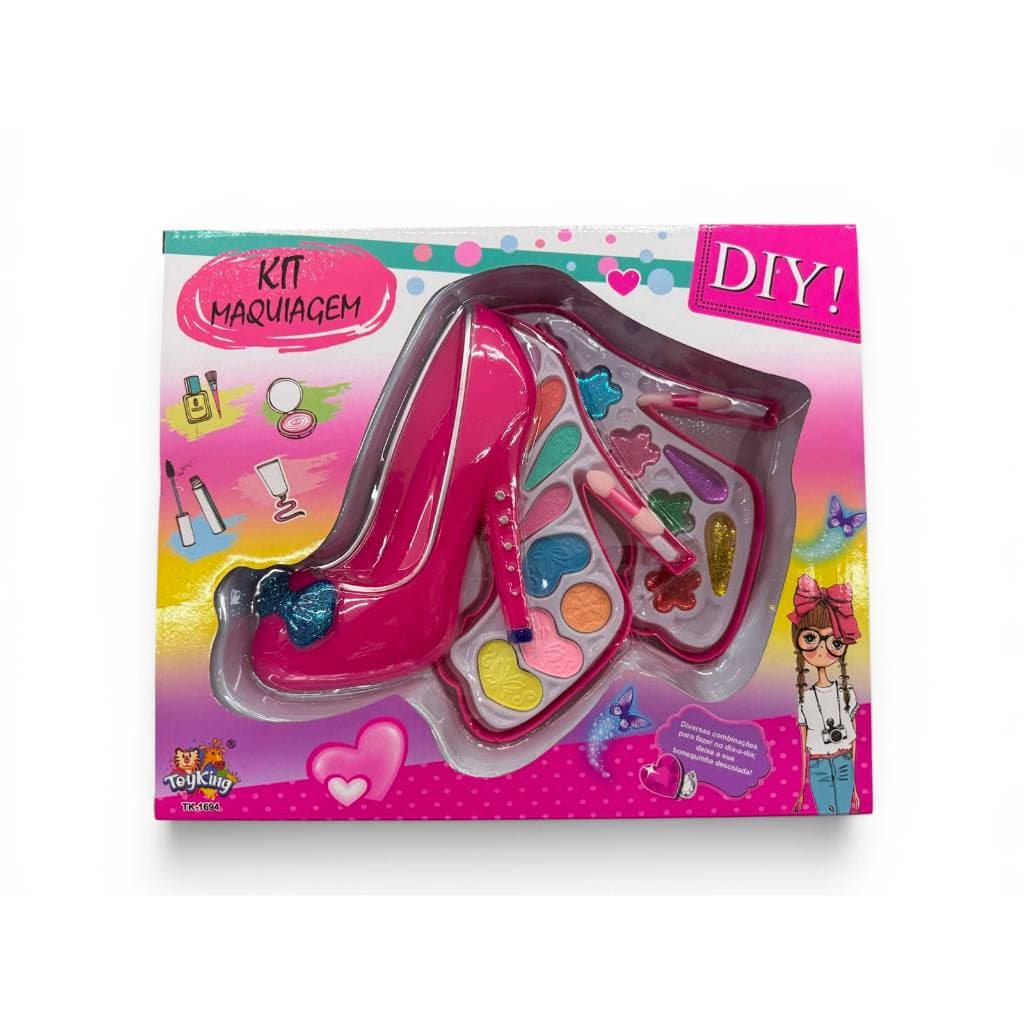 Kit Maquiagem Infantil - Sapatinho Rosa: Seguro, Criativo e Portátil TK-1694