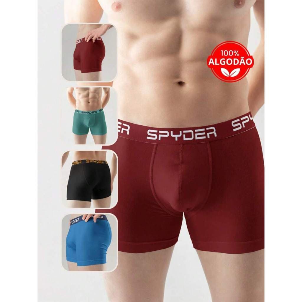 Pacote com 10 Cueca Boxer Masculina Super Confortável Spyder algodao