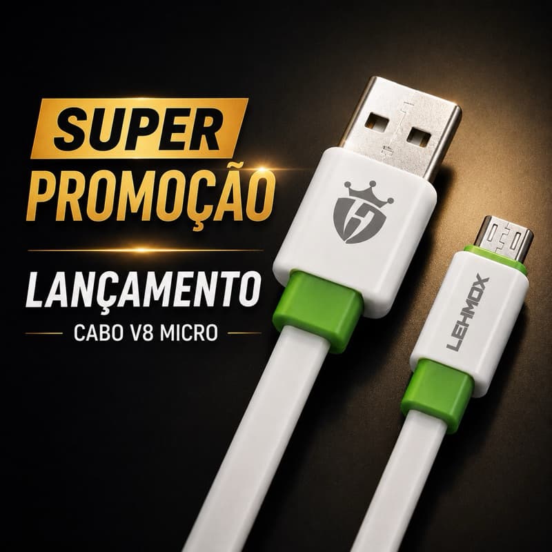 Cabo USB V8 Micro USB Premium 1 Metro Carga Rápida Com Transferência de Dados Para Android Original Lehmox