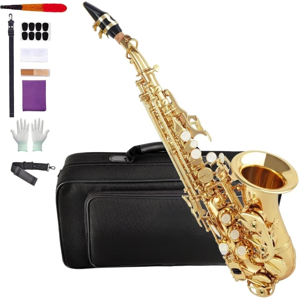 Saxofone Soprano Reto em Si Bemol Bb Sib Instrumento Musical com Estojo Premium e Acessórios Completos