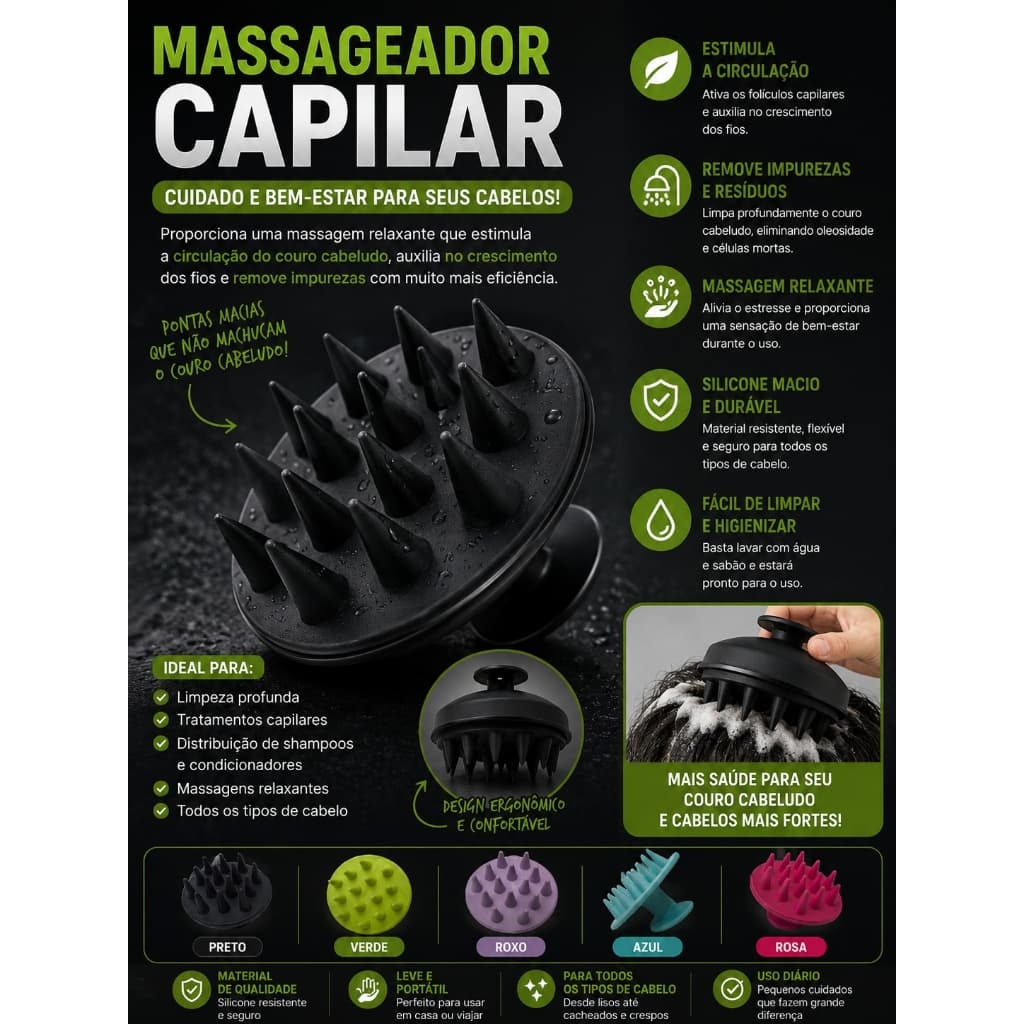 Escova massageadora de cabelo feita de Silicone
