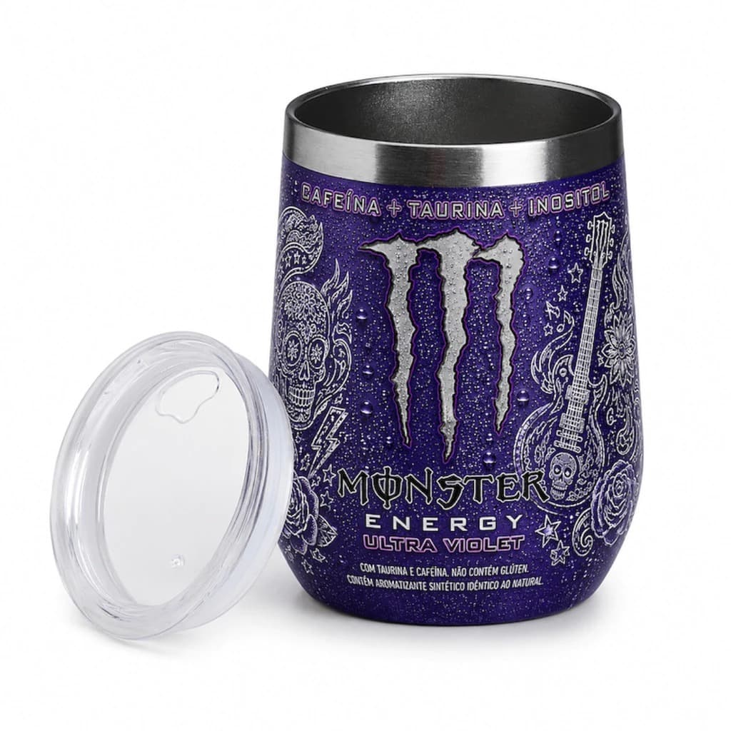 Copo Térmico Monster 350ml em Aço Inox Parede Dupla com Tampa Acrílica para Uso Diário e Presentear