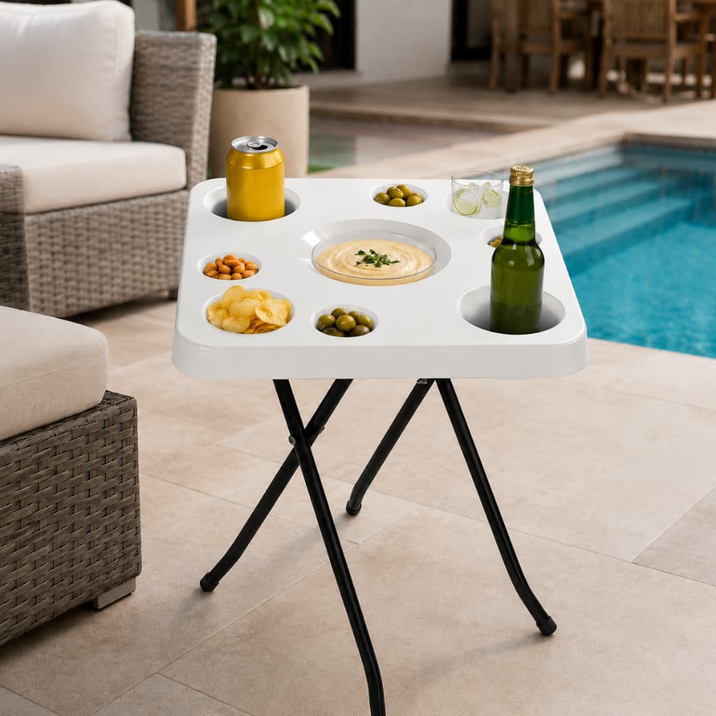 Mesa Petisqueira Dobrável Petisqueira Plástico Bandeja de Petiscos Mesinha Petisqueira Para Piscina