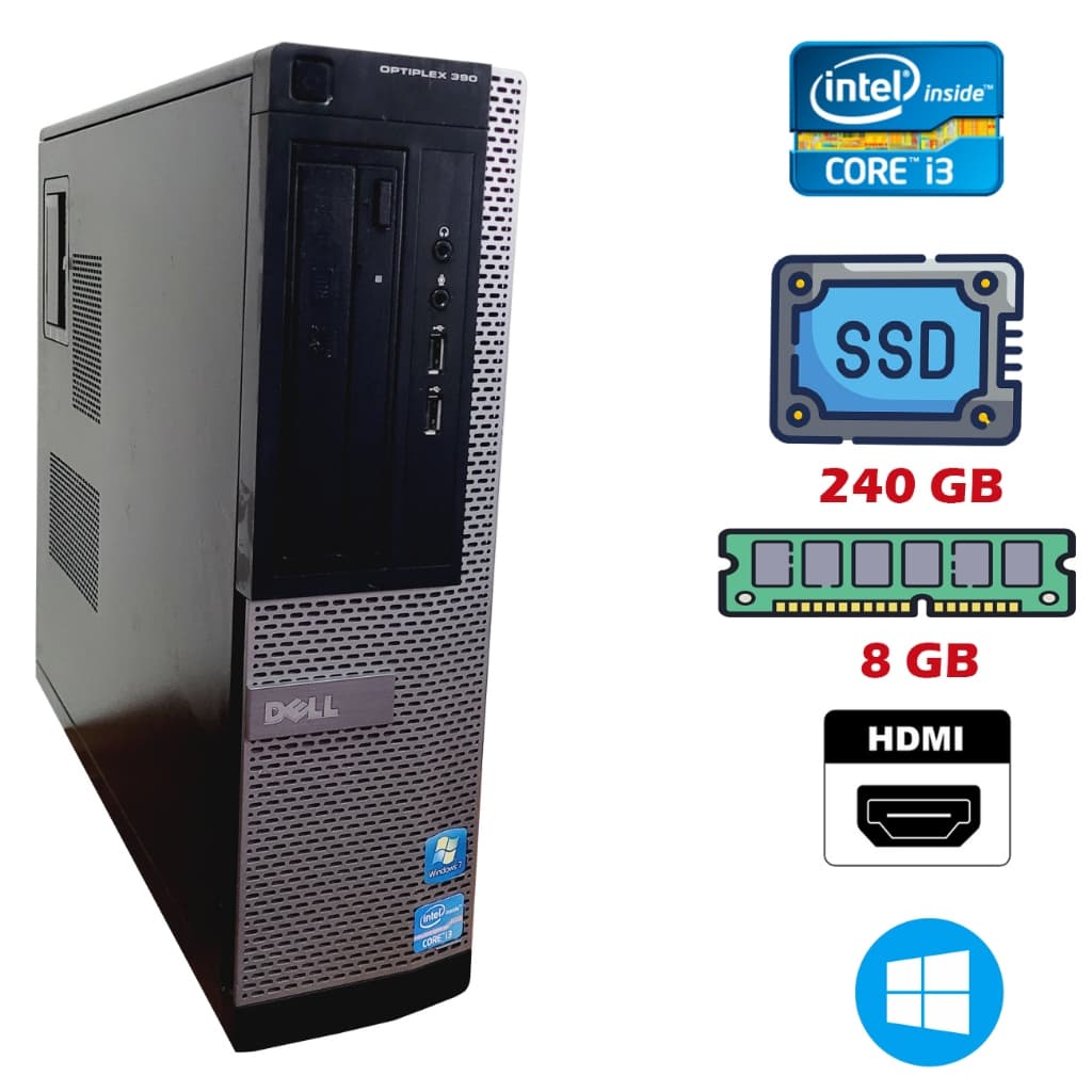 CPU Dell Optiplex 390 Intel Core I3-2120 SSD 240GB RAM 8GB