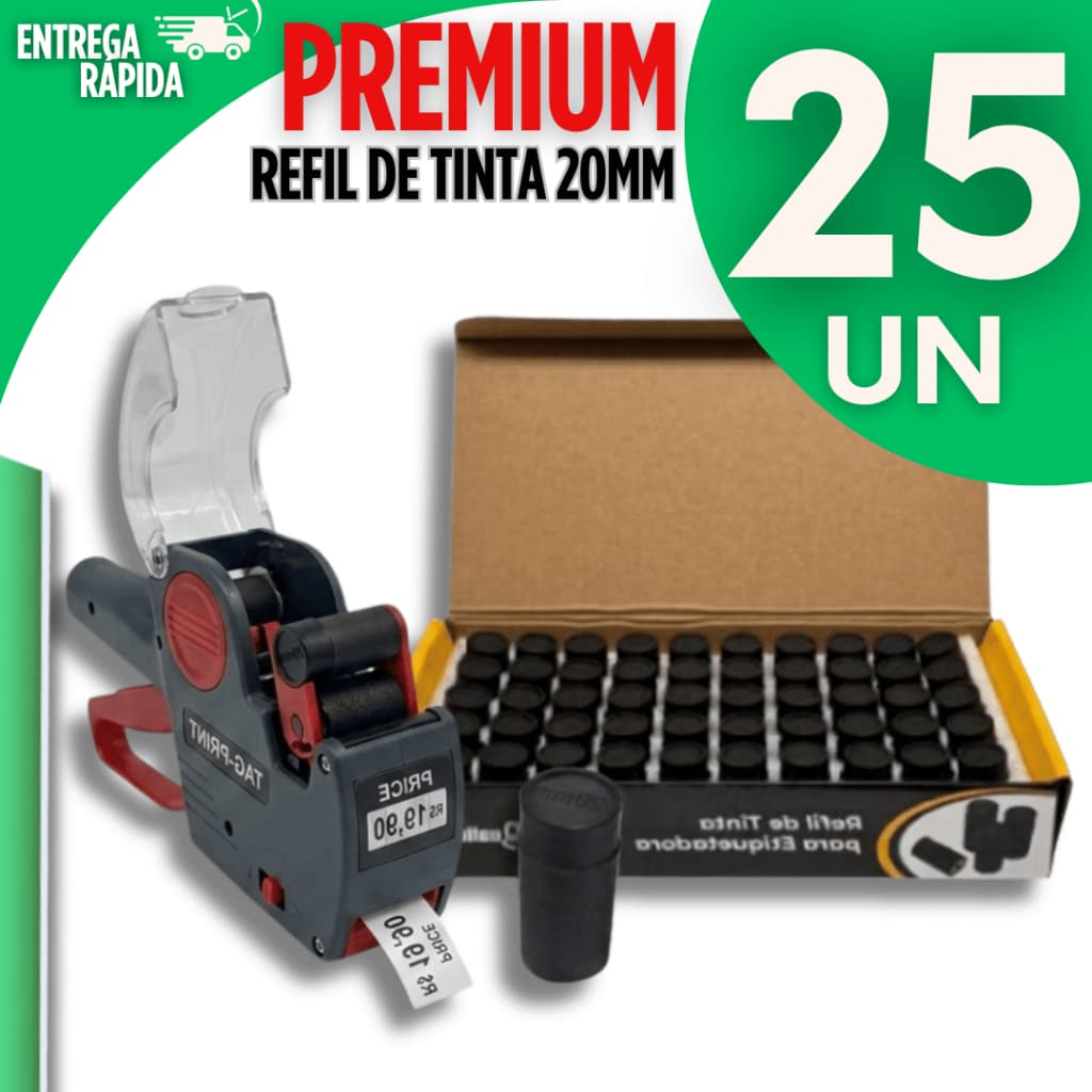 Combo Refil Tintas Rolete 20mm Para Etiquetadoras Preço Etiquetadora Para Comercio Lojas Eficientes