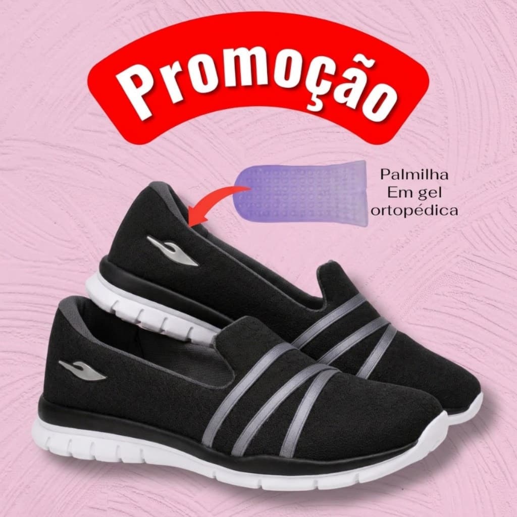 Tênis feminino ortopédico calce fácil slip on envio imediato
