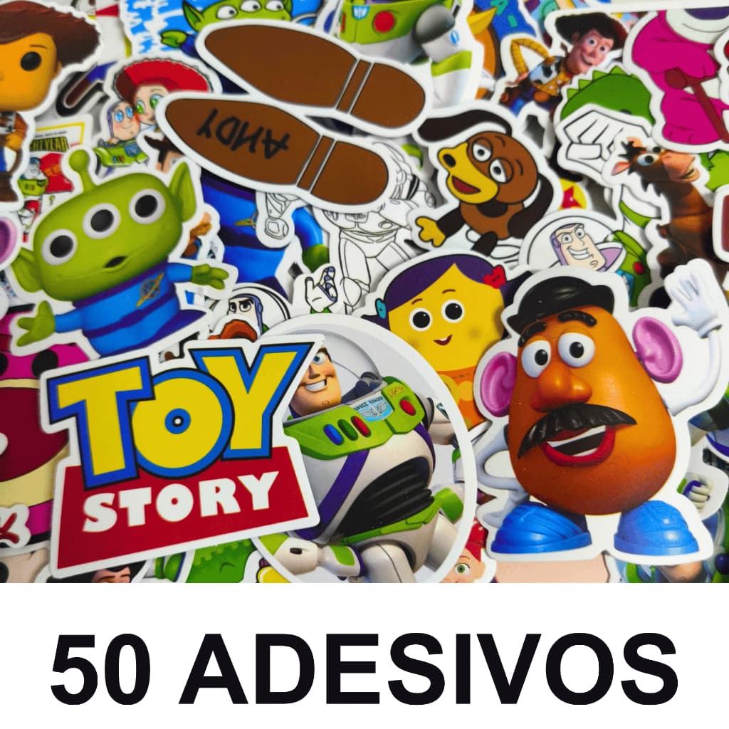 Kit 50 Adesivos Toy Story Vinil Impermeável Sem Repetição