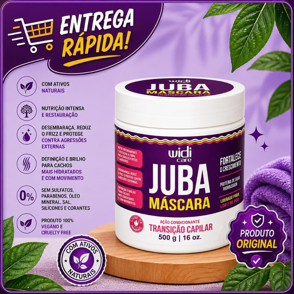Máscara Capilar - JUBA TRANSIÇÃO CAPILAR - Fortalecimento e Crescimento - Widi Care 500g