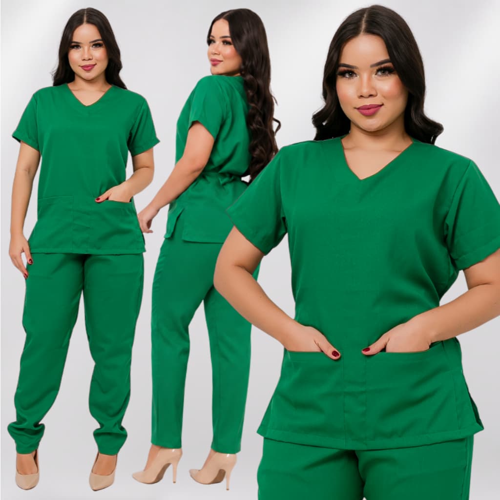 Conjunto Pijama Scrub Enfermagem Hospitalar Unissex Roupa Cirurgica Confortavel Farda Medica Gola V