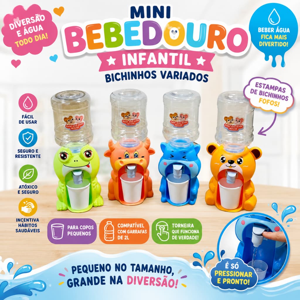 Mini Bebedouro Infantil Dispensador de Água Divertido para crianças