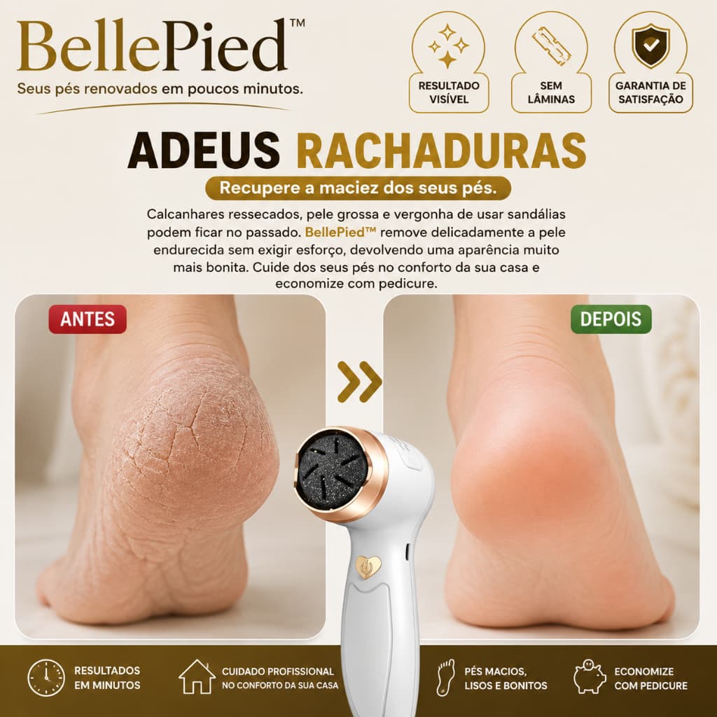 Esfoliador Elétrico para Pés Recarregável Removedor de Calos e Rachaduras BellePied™