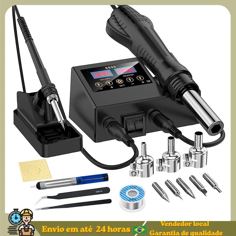Estação de Solda 2 em 1 110/220V Ferro de soldar digital Kit de ferramentas de reparo