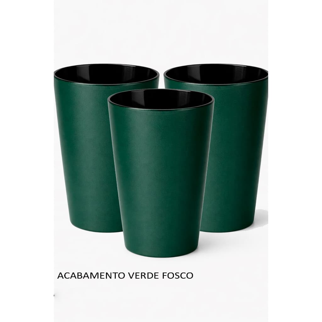30 copos twister 600 ml Verde escuro fosco com interno Preto - Liso