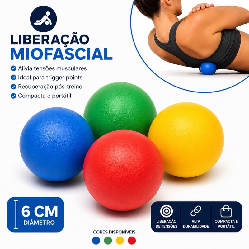 Bola de Lacrosse 65mm para Liberação Miofascial Massagem Muscular Trigger Point