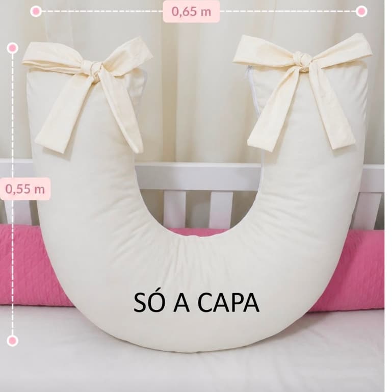 CAPA PARA ALMOFADA AMAMENTAÇÃO  *** SEM ENCHIMENTO ***** CORES   BRANCA  E PALHA TECIDO MICRO PERCAL