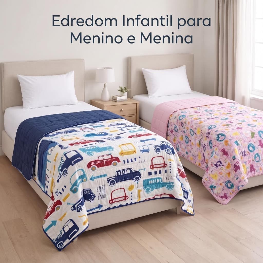 Edredom Solteiro Dupla Face Estampado Liso Infantil Kids Menino Menina Avulso