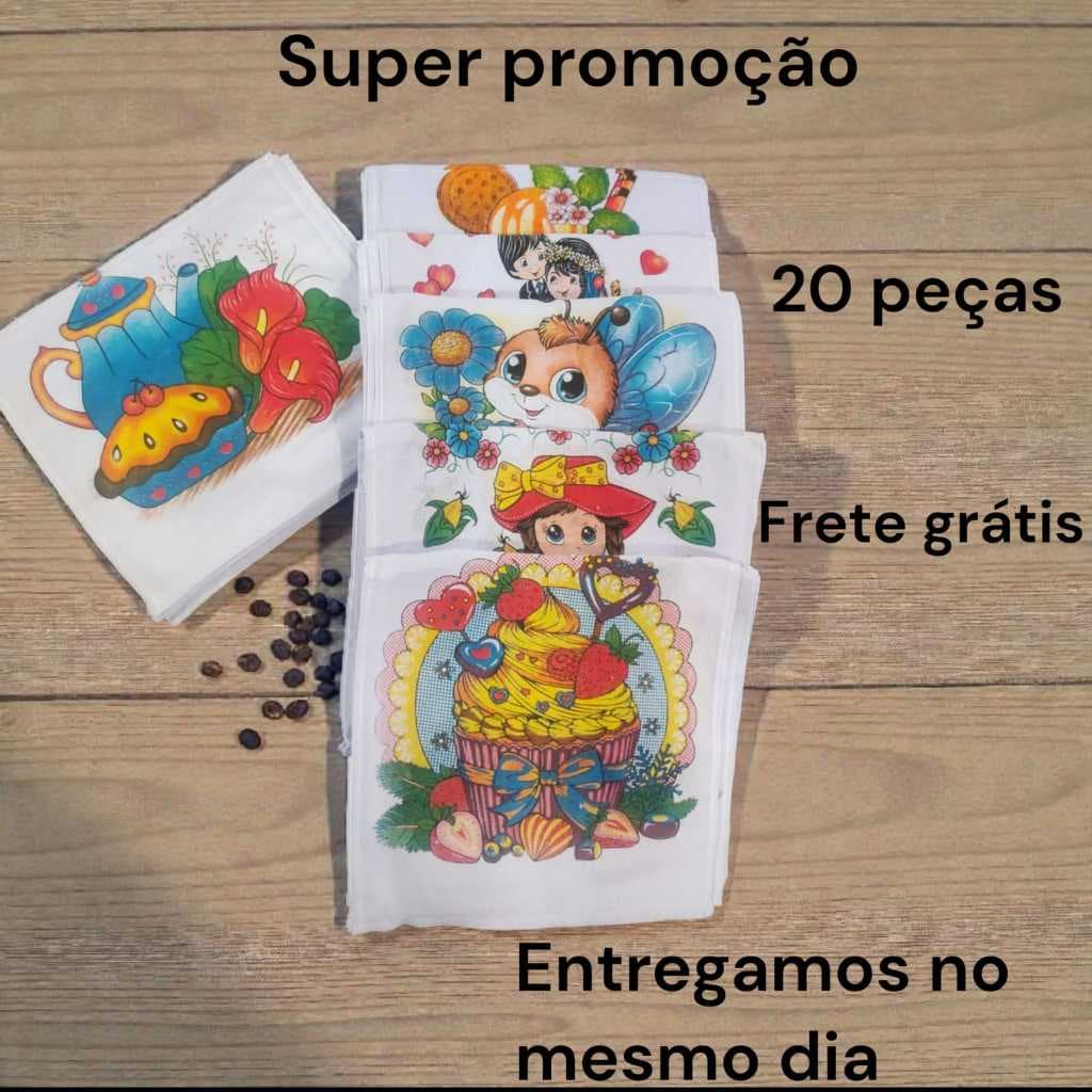 kit de 20 panos de pratos estampados decoraçao ligitimo limpeza bainha original