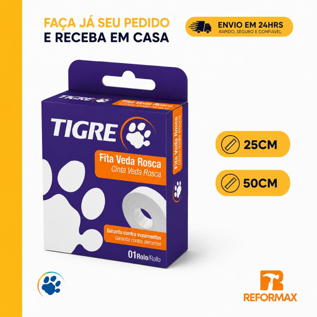 Fita Veda Rosca Teflon Tigre | 25M e 50M