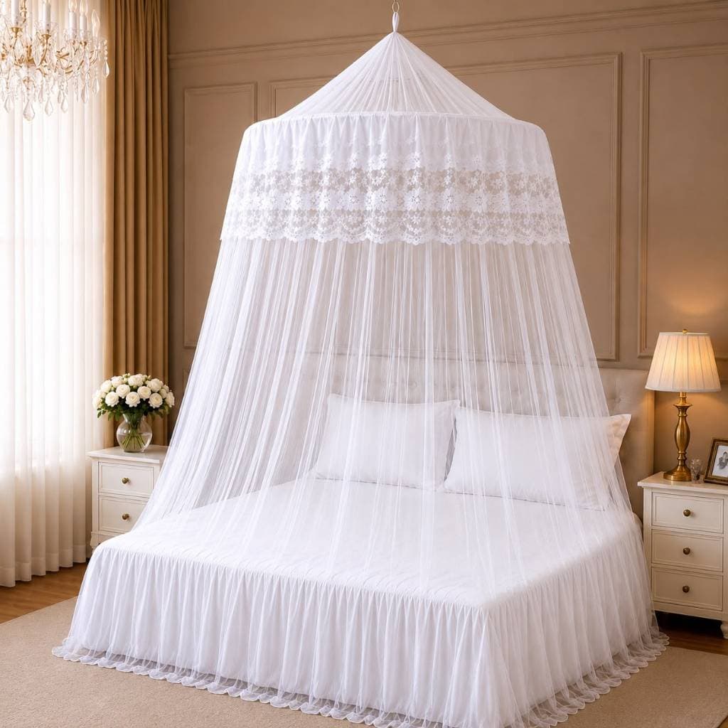 Mosquiteiro Indiano  de Teto Bordado com Elastico para Cama Casal Casal/King/Queen Promoção