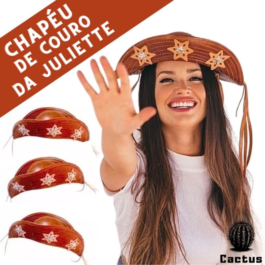 Chapéu de Couro Legítimo Nordestino Juliette cangaceiro Festa junina são João carnaval