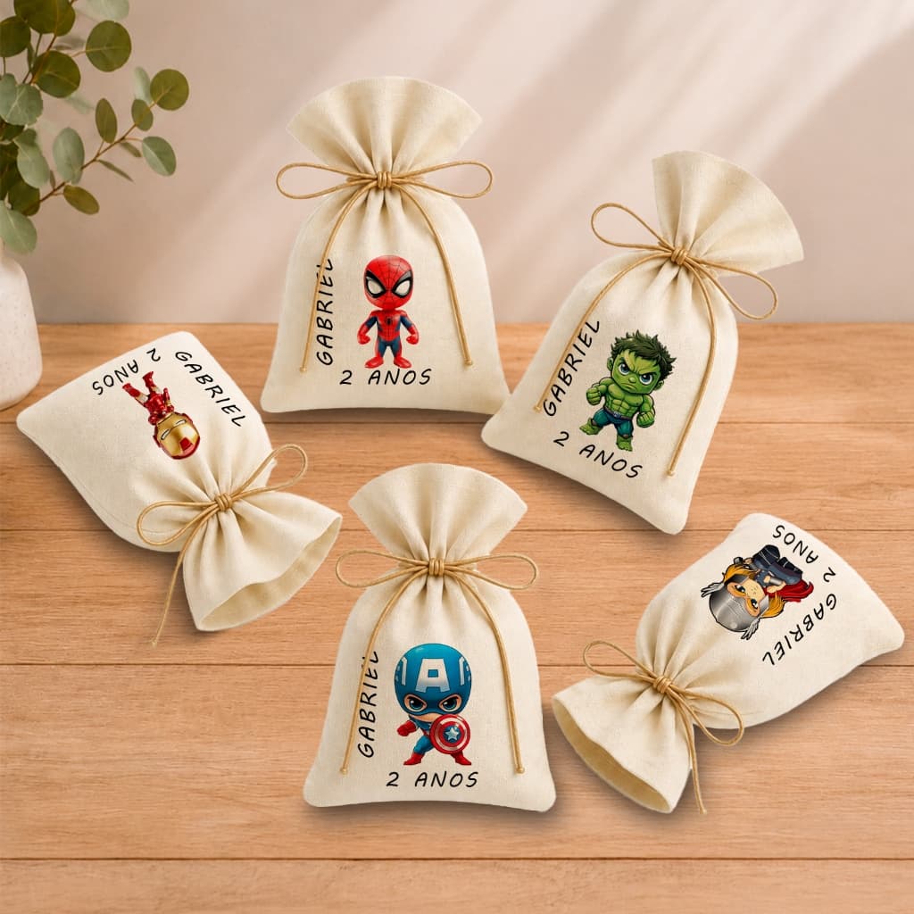 Kit 20 Saquinhos Lembrancinha Personalizada Festa Infantil Aniversário Vingadores Baby 11x17