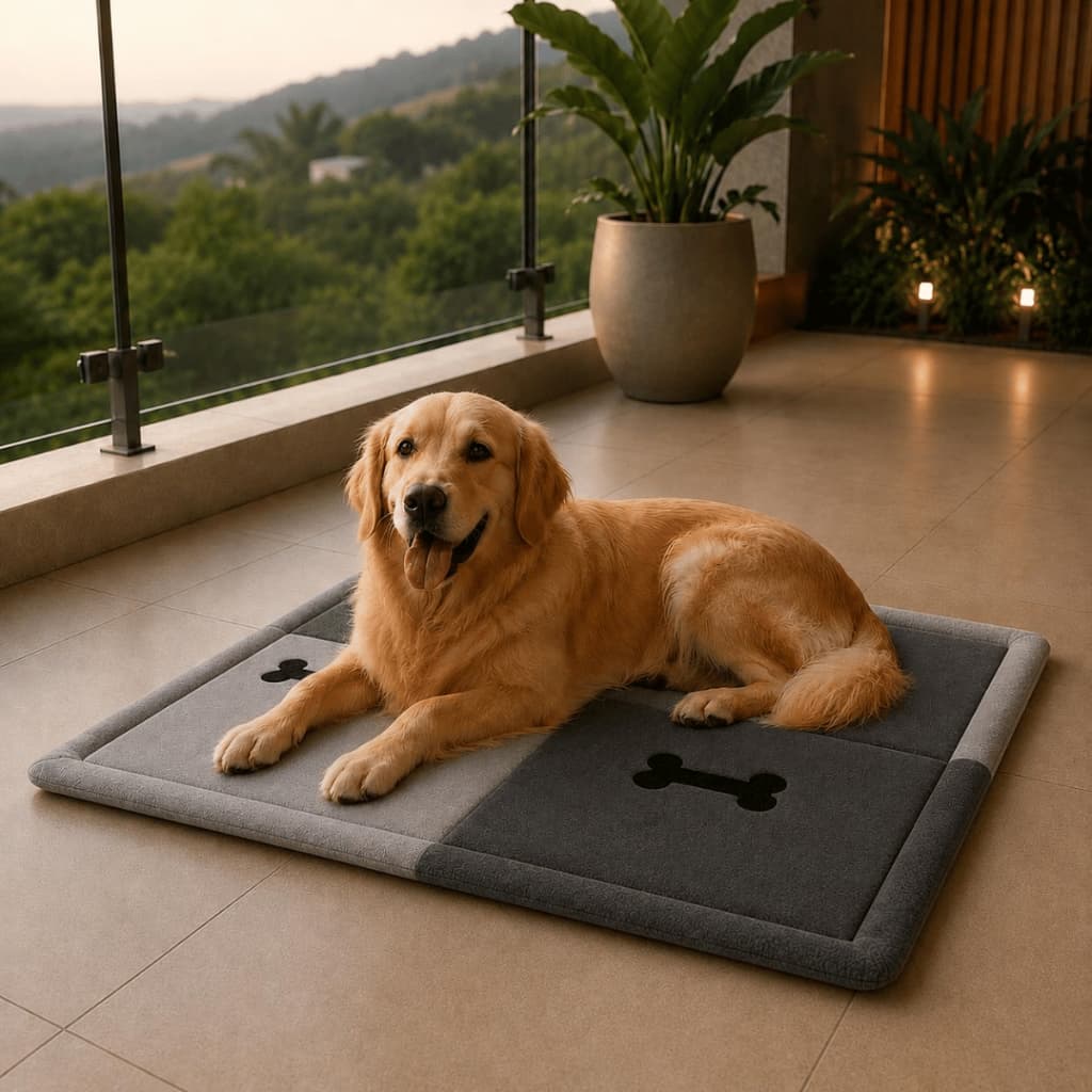 Cama Caminha Pet Para Cachorro Cães Grande Bordada 4 Ossos 70x70 Lavável Antiderrapante