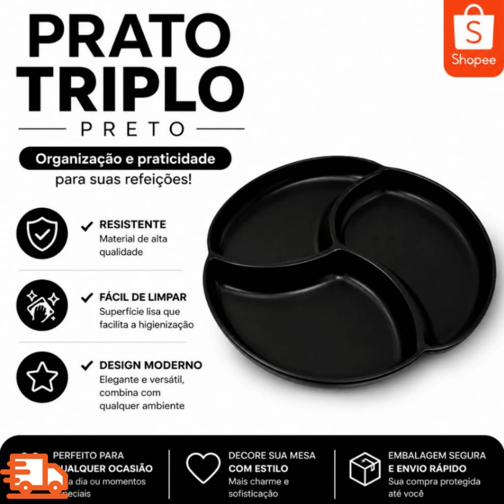 Bandeja Prato Divisórias e coração Prato Decorativo 27x26cm Petisqueira Doce infantil