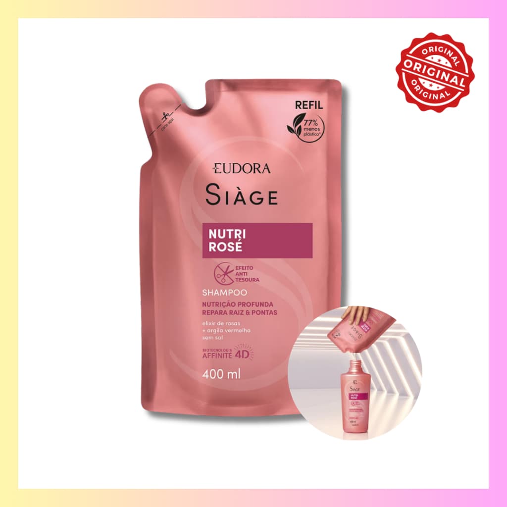 Refil de Shampoo Nutri Rosé Nutrição Raiz e Pontas 400ml Eudora Siàge