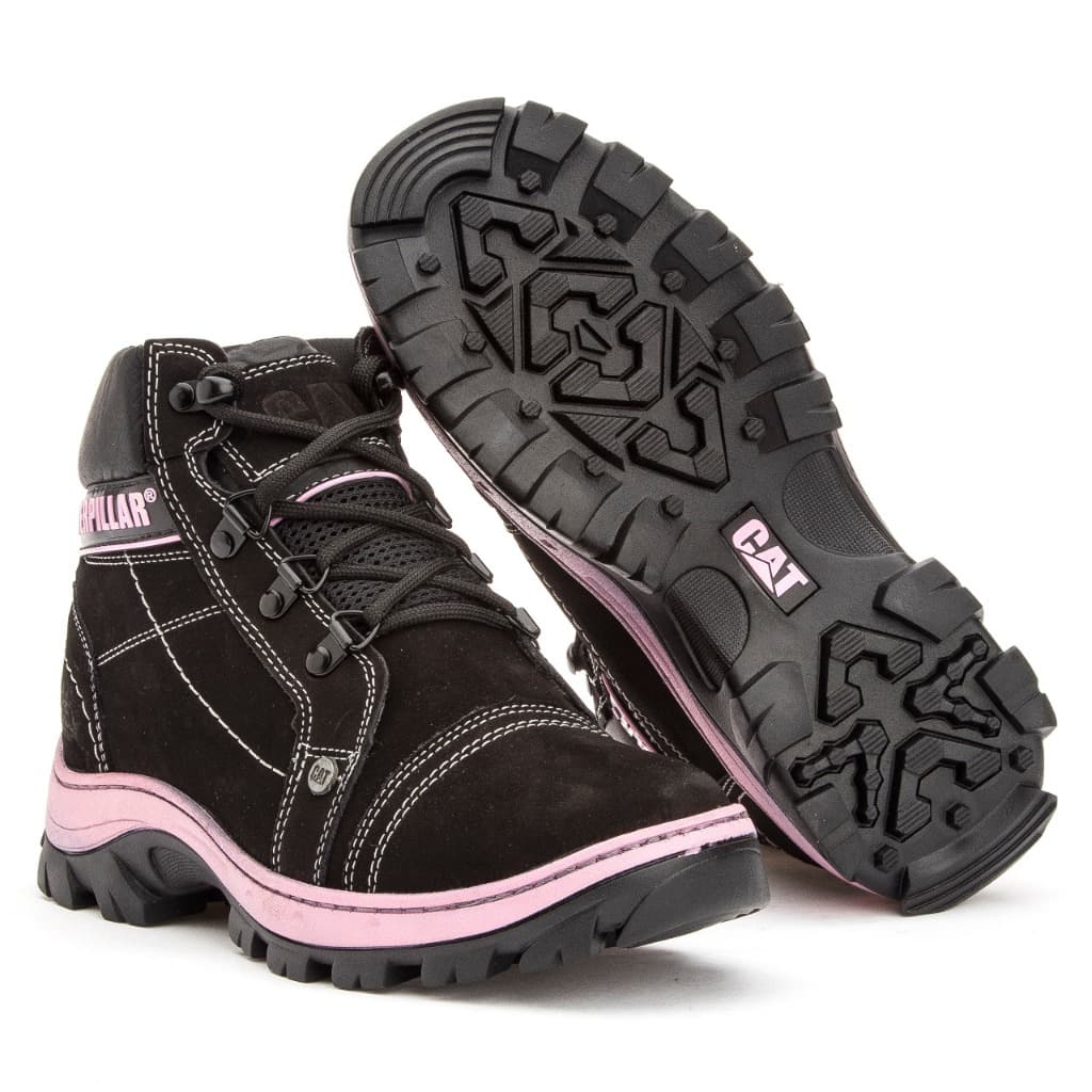 Bota Coturno Caterpillar Feminino Adventure Cano Médio Solado Tratorado Rosa
