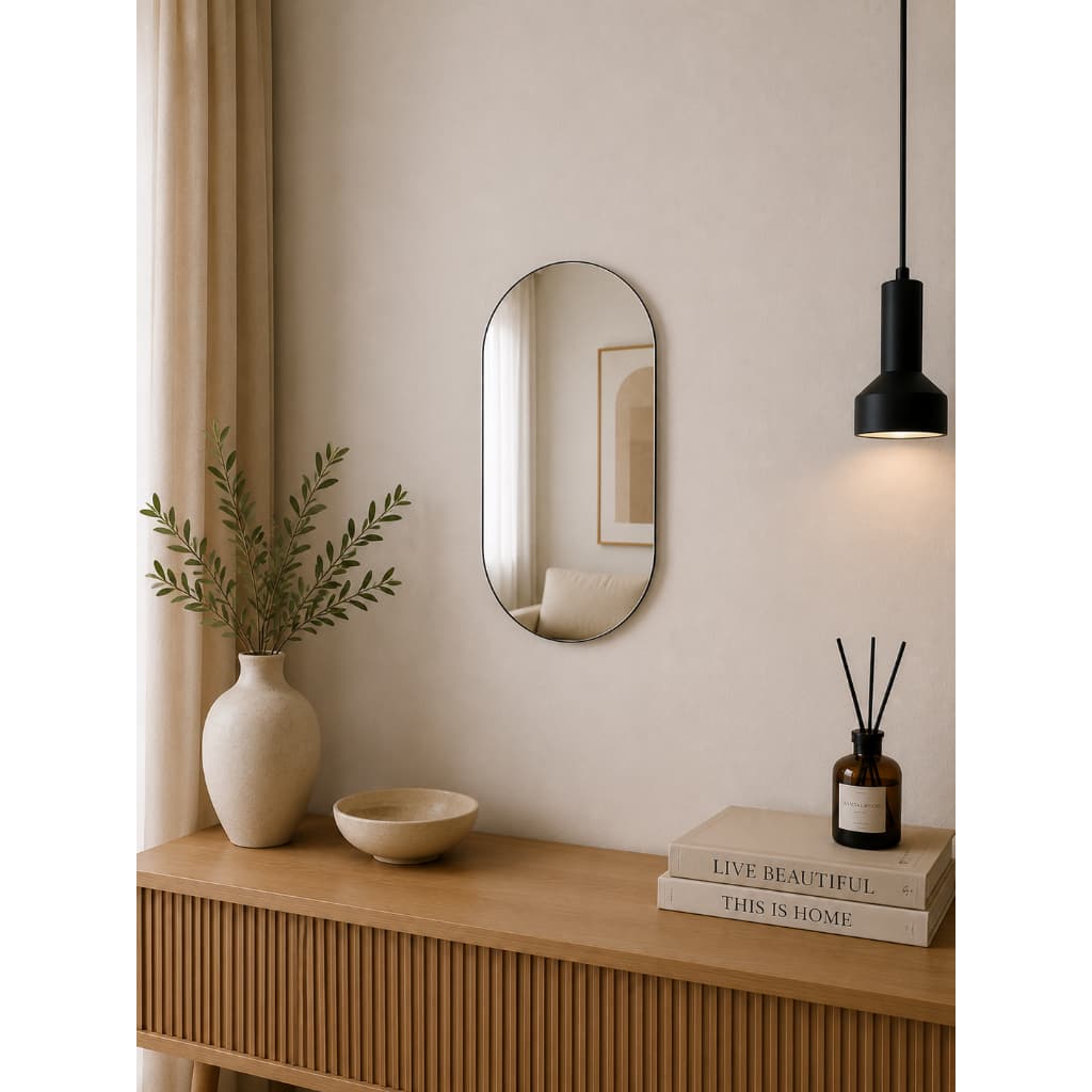 Espelho Oval Decorativo 60x40 Lapidado Sem Moldura Para Banheiro Sala Quarto
