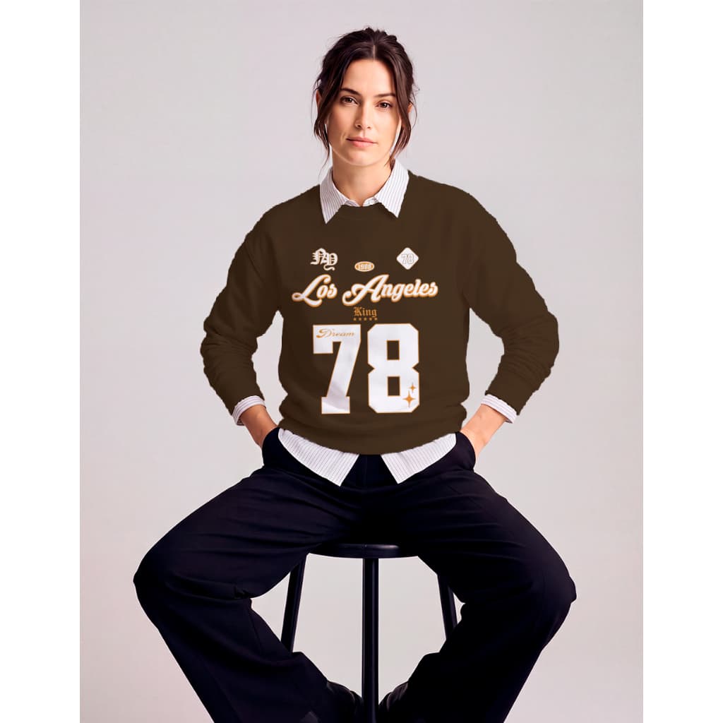 Blusa De Frio Moletom Grossa Gola Careca Estampa Los Angeles 98 Unissex Casual Estilosa Inverno