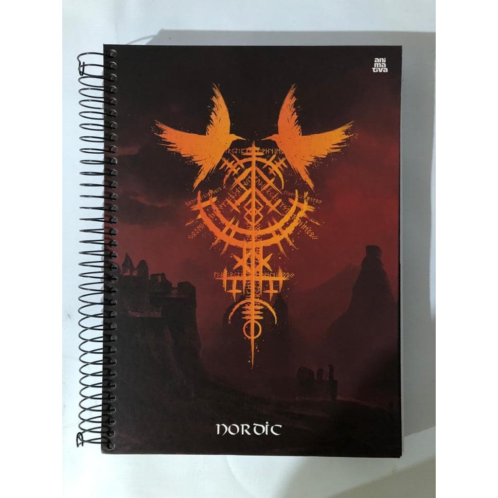 Caderno Nordic 15 Matérias 240 Folhas Animativa | Caderno Universitário Espiral | Papelaria | Geek Estilo Viking