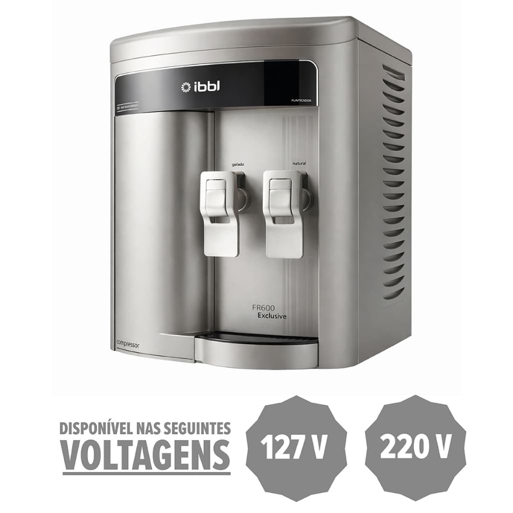 Purificador de Água IBBL FR600 Exclusive 127V/220V com Compressor Prata Água Gelada e Natural Filtro CZ+7 Original