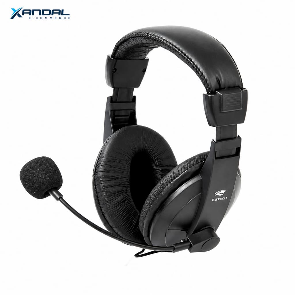 Headset C3Tech Voicer Comfort, Microfone Flexível, Volume Integrado, P2, Preto - PH-60BK Gamer Jogos Youtubers Live