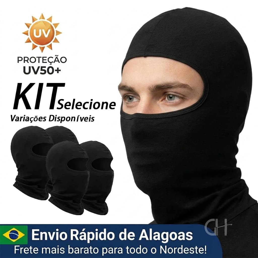 Touca Balaclava Ninja Motoqueiro Segunda Pele Térmica Frio Inverno Proteção UV Ciclismo Airsoft