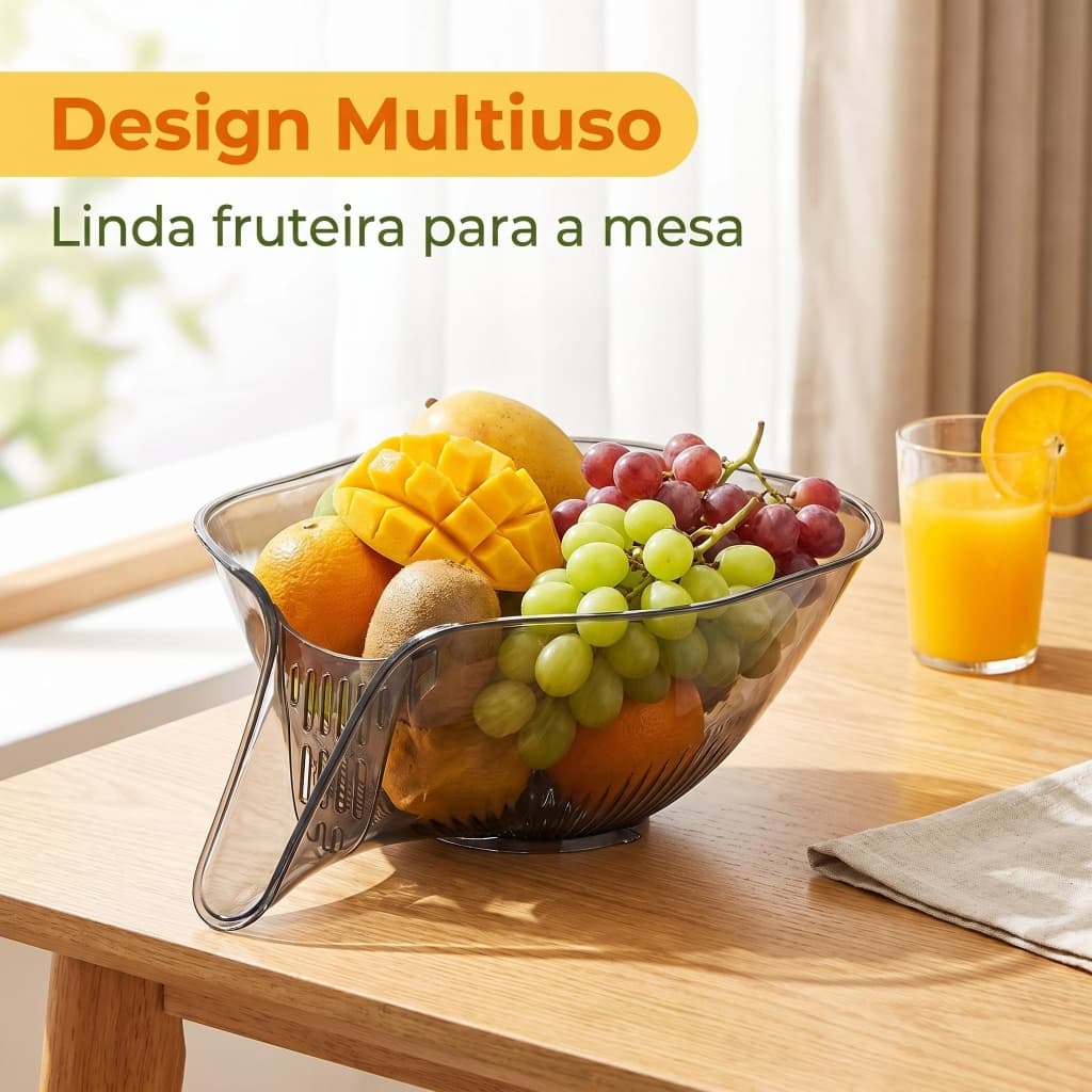 Cesto Cozinha Transparente Escorredor para Legumes e Arroz