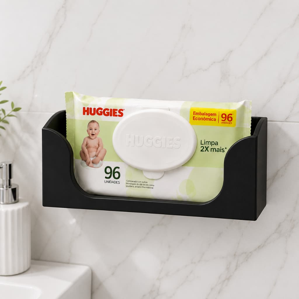 Porta-Lenço Umedecido de Parede Largo Organizador Para Banheiros Quarto e Trocador Bebês e Crianças