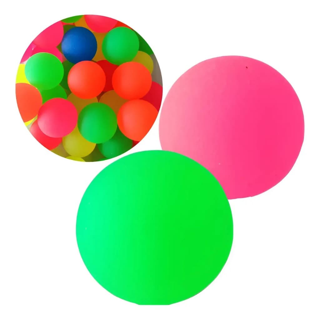 Kit 8 Bolinhas Pula Pula Grande Neon 4,5cm Borracha Lembrancinha Festa Infantil Brinquedo