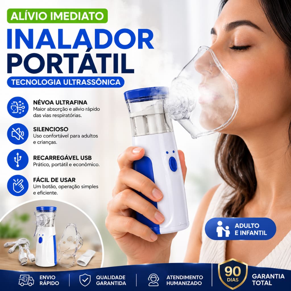 Inalador Nebulizador Portátil Ultrassônico Infantil Adulto USB