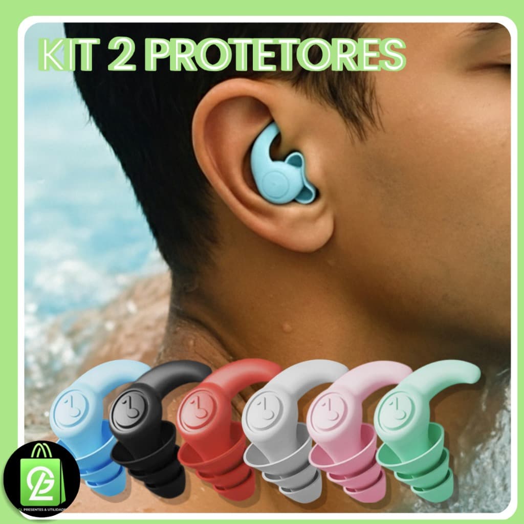 Kit 2 Tampões Auriculares Antirruído Protetor para Dormir Estudar Trabalhar e Viajar
