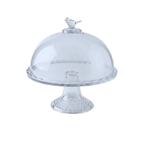 Quejeira De Cristal Com Tampa De Pássaro Luxo Mesa Posta Chique