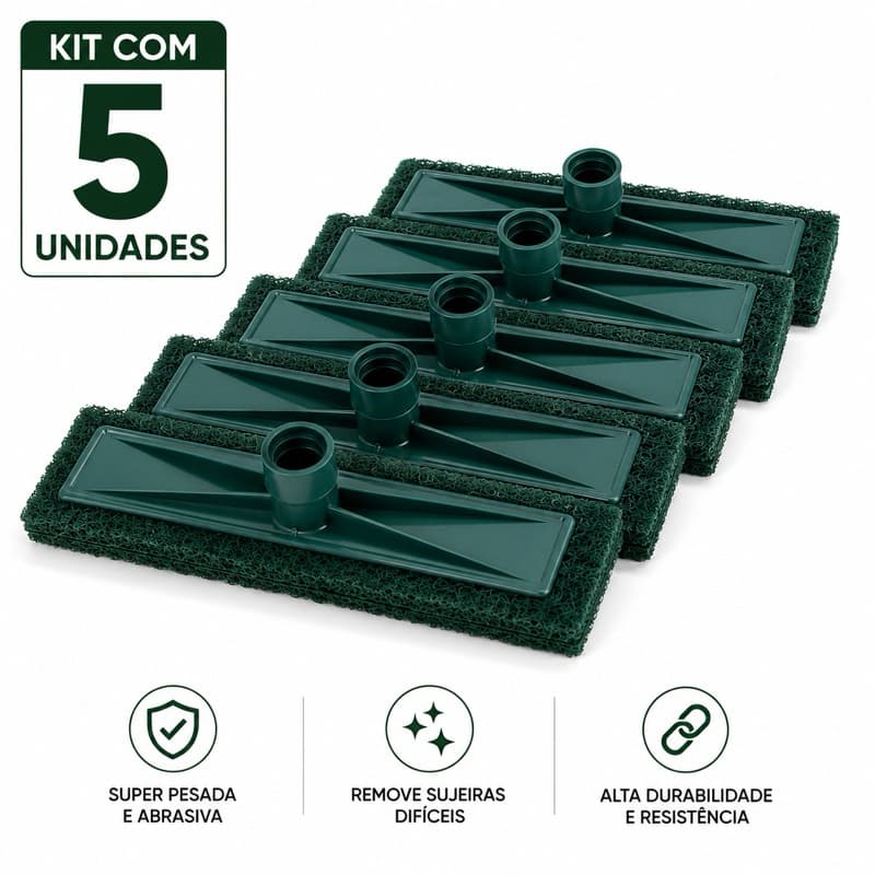 Kit 5 Esponja Abrasiva Para Rodo 24x9cm Lava Piso Azulejo Limpeza Pesada
