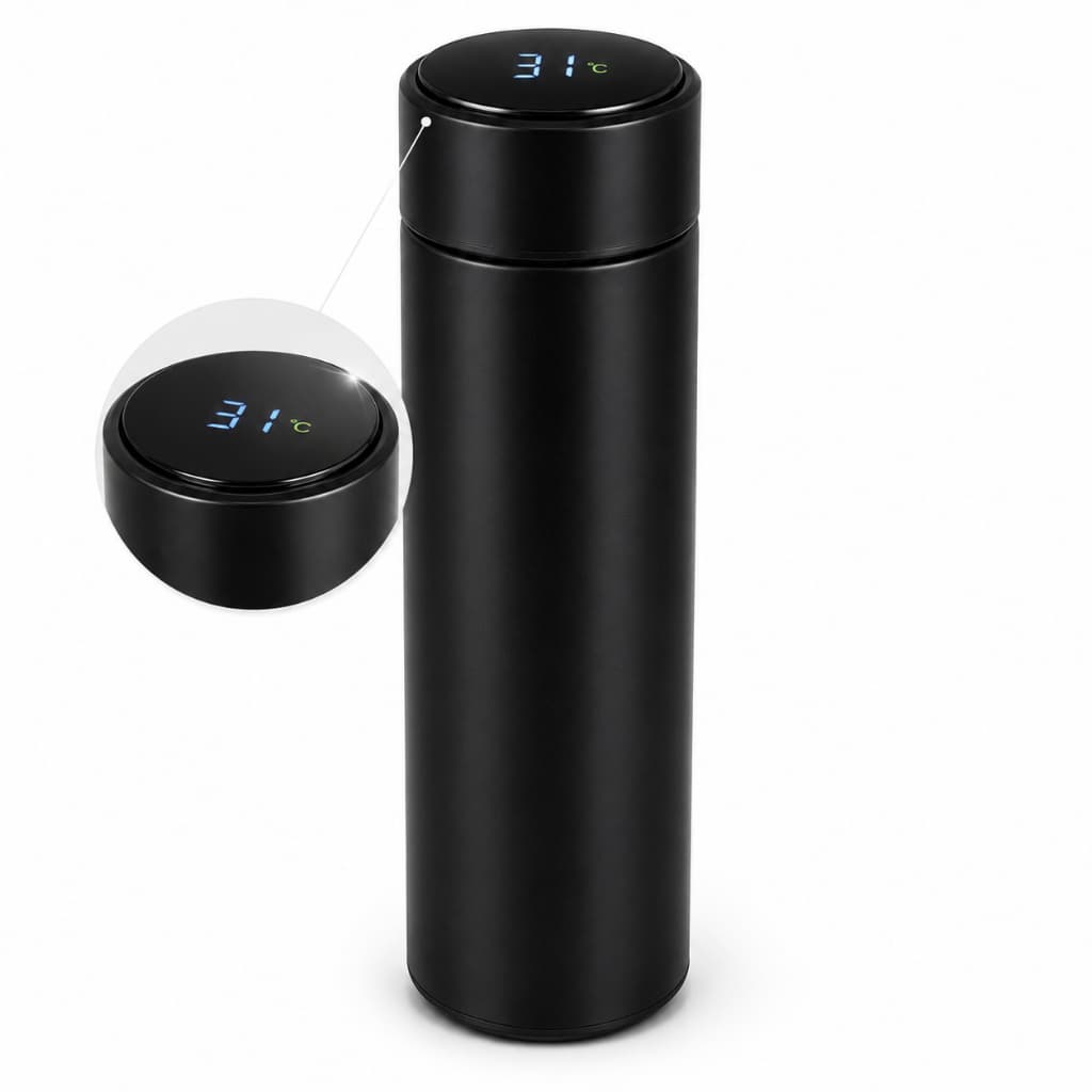 Garrafa Térmica com Sensor de Temperatura LED 500ml Inox 304 Original Mantém Quente e Frio