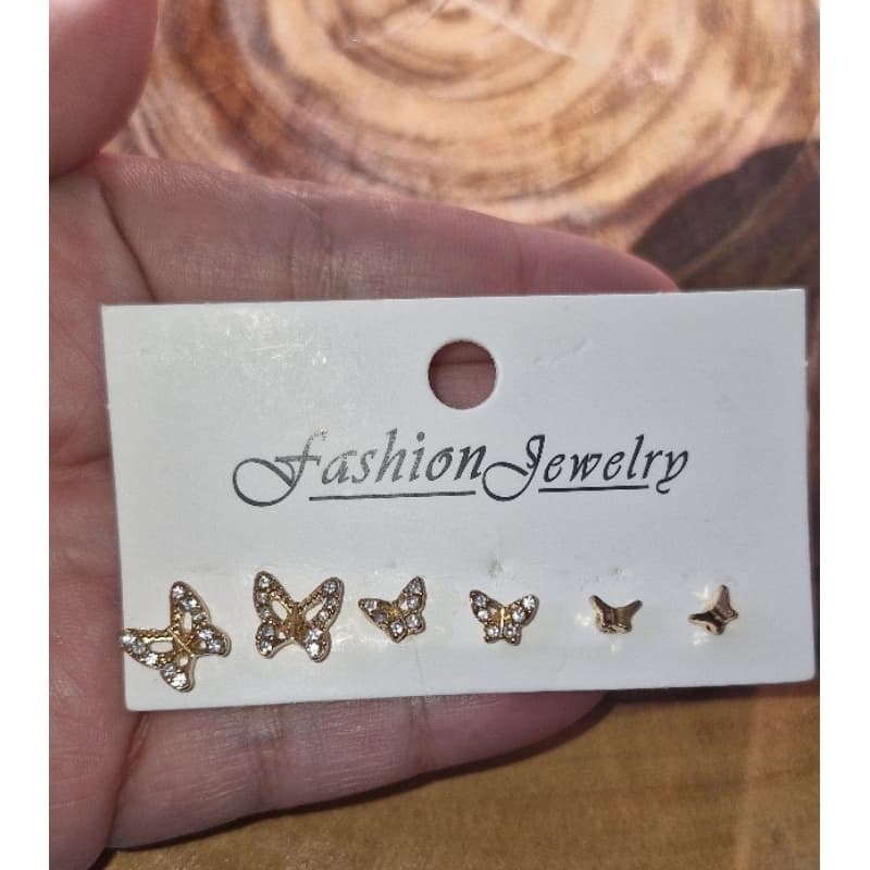 Kit Brinco 3 borboletas Dourado com Strass