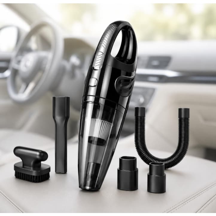 Aspirador De Pó Automotivo Turbo Sem Fio 120W Alta Potência Aspira Seco e Molhado Recarregável com 7 Acessórios