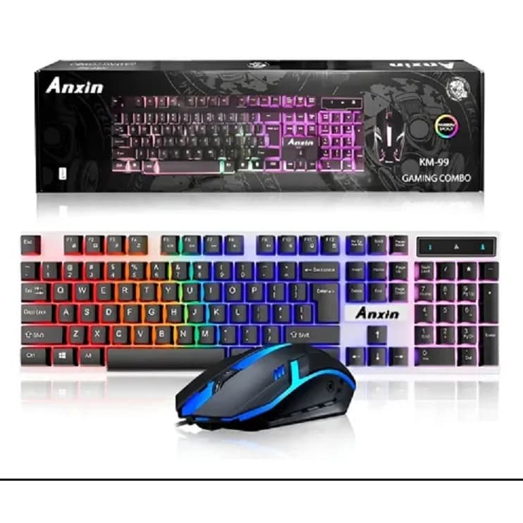 Kit Teclado E Mouse Gamer Led Rgb Mouse Preto Teclado Branco