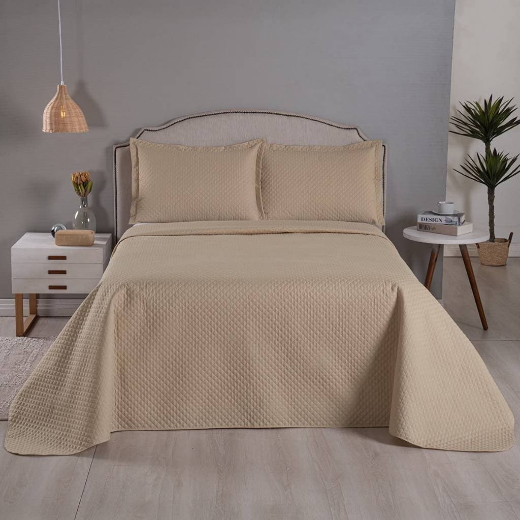 Cobre Leito Casal Queen 3 Peças Premium | Kit Colcha Romeu Matelada Ultrassônica Microfibra 170 Fios