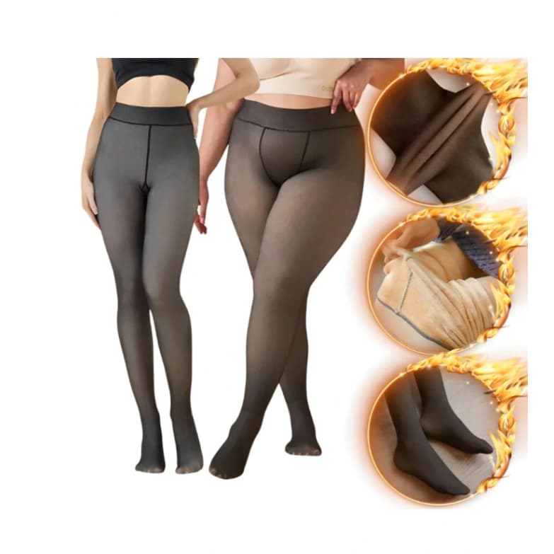 Meia-Calça Térmica Feminina Peluciada Translúcida Cintura Alta Inverno Super Quente