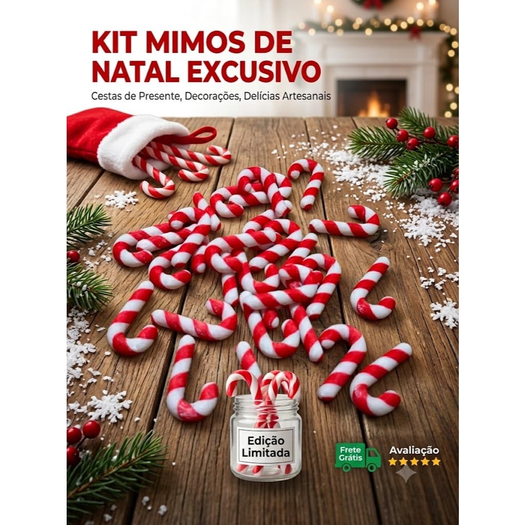 Kit Bengala de Natal Mini Enfeite Decoração Mesa Posta Árvore Delicada Artesanal