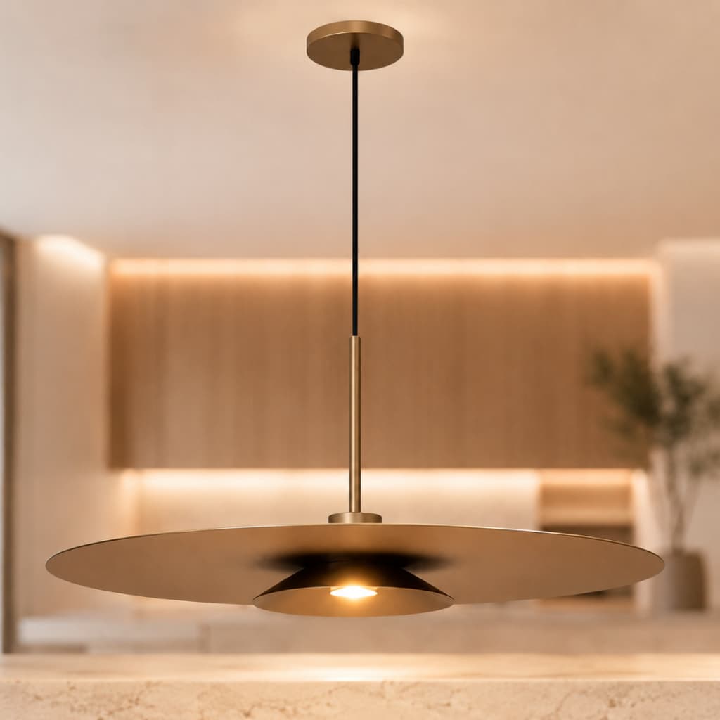 Luminária Pendente Alumínio 60cm GU10 Moderna para Bancada Gourmet Bivolt Marrom
